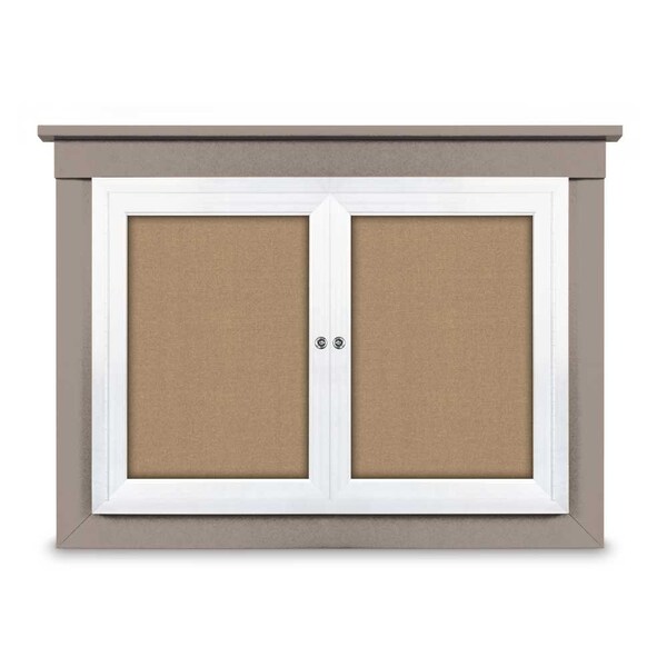 36"x36" 1-Door Enclosed Letterboard, Grey Vinyl/Cherry